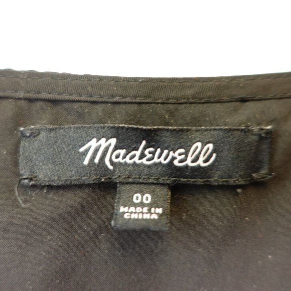 MADEWELL Women's Black Yellow Top 00 XS Puff Sleeve Button Front‎ Micro Floral - Picture 3 of 9